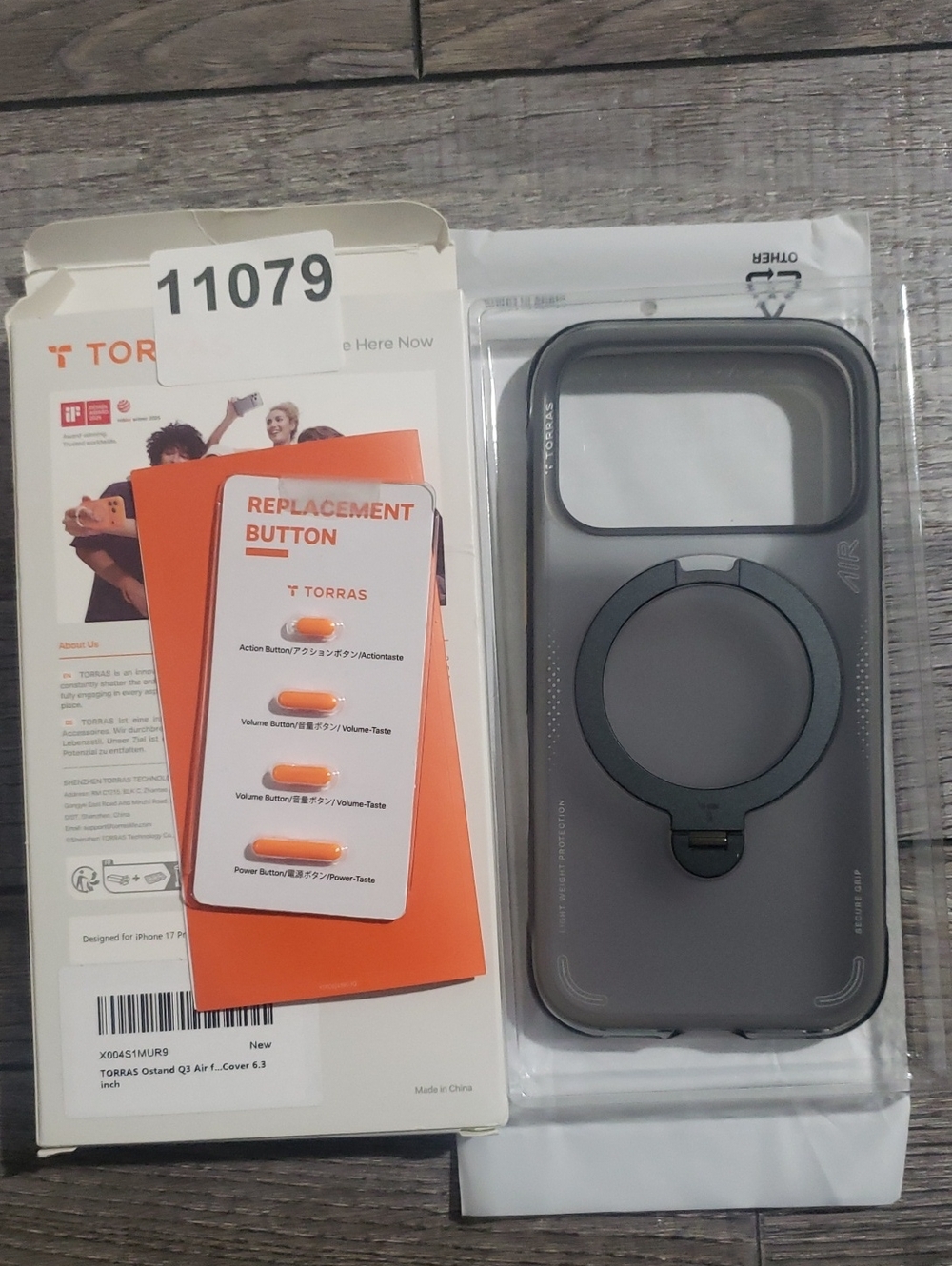 Torras Q3 Air 360 Spin Magnetic Stand Case For iPhone 17 Pro 6.3" Shadow Black
